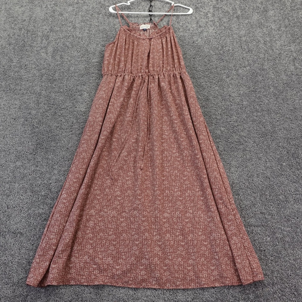 Universal Thread Maxi Dress Womens Medium Mauve Floral Sleeveless Ruffle Neck
